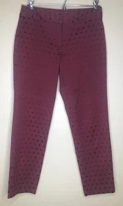 Talbot’s Burgundy Dark Red Polka-Dot Pants 4 Zip & Hook Closure Ankle Length - Picture 1 of 6