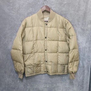 Cabela's Premier Goose Down Medium Beige Jacket Winter Nylon Gorp - Picture 1 of 8