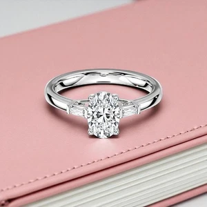 1.40 Ct Oval Cut IGI Certified Lab Created Diamond Engagement Ring 950 Platinum - Picture 1 of 10