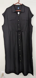 New Old Navy Maternity sz XXL Shirt Dress black sleeveless tank buttons 1968 - Picture 1 of 6