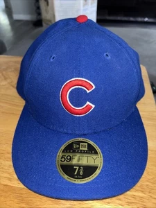 Cappello berretto Chicago Cubs aderente uomo 7 3/8 blu rosso MLB baseball logo nuova epoca - Foto 1 di 8