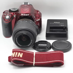Nikon D5200 Red 24.1MP Digital SLR Camera 18-55mm VR Lens Kit Used From Japan - Picture 1 of 3