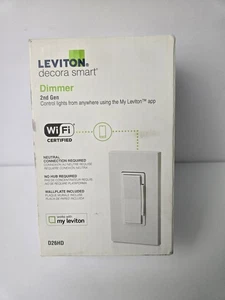Leviton Decora Smart Wi-Fi Dimmer, 600W (2ª Gen) (D26HD-1BW) - Imagen 1 de 6