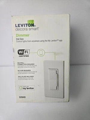 Leviton Decora Smart Wi-Fi Dimmer, 600W (2ª Gen) (D26HD-1BW) Foto 1 de 4