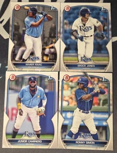 Tampa Bay Rays 2023 Bowman Baseball 🔥 4 Card Prospect Lot 🔥 Paper 1st Caminero - Picture 1 of 1
