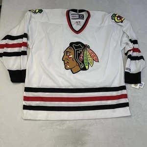 CHICAGO BLACKHAWKS 1990's CCM Vintage White Hockey Jersey Mens Size XXL - Picture 1 of 13