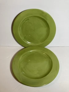2 Pier 1 Imports Salad Plate Home Essential Green 8.5” Earthenware Set of 2 EUC - Picture 1 of 7