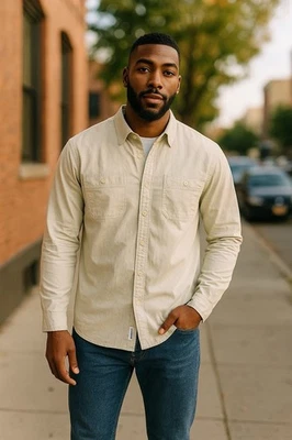 NUEVO CON ETIQUETAS Camisa Resistol Exterior Abotonada Manga Larga en Salvia Para Hombre’s Grande Foto 1 de 4