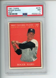 1961 Topps Roger Maris #478 American League MVP Yankees PSA 7 NM - Picture 1 of 6