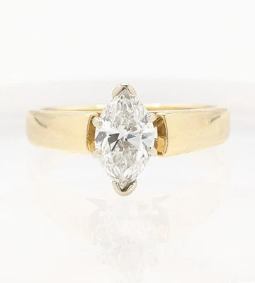 Кольцо с одним бриллиантом из чистого желтого золота 14 карат 3,5 г 0,85 карата размер 5,75 - Изображение 1 из 4