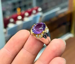 Natural Amethyst Stone 925 Silver Ring Purple Amethyst Ring, Handmade Ring - Picture 1 of 3