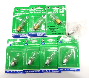 Joblot Bell Lamps SBC 15W & SES 7W for Nightlight, Fridges, Salt Lamps ETC x 8 - Picture 1 of 8