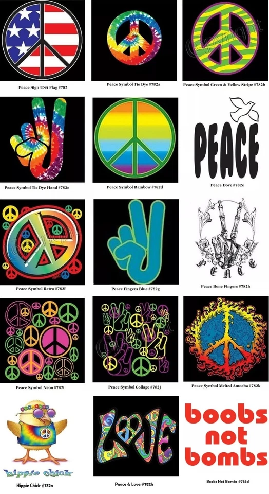 Peace Love and Tie Dye T Shirt Transfer Print for HEAT PRESS MACHINE Application - Image 1 of 1