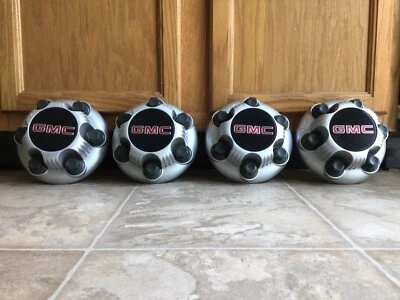 (4) OEM 2005-14 GMC 1500 Pickup Van 17" silver center caps hubcaps 6-lug 9596667 - Image 1 of 4