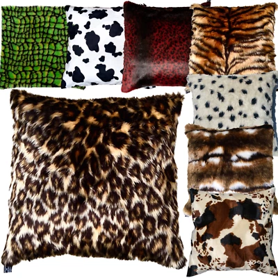 Luxury Faux Fur & Velboa Animal Fluffy Scatter Cushion Cover Case fits 18" x 18" - Image 1 of 4