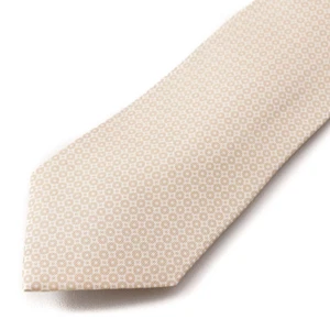 NWT $295 CESARE ATTOLINI Beige and White Printed Jacquard Pattern Silk Tie - Picture 1 of 3