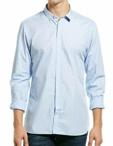 Auth Men's NWT The KOOPLES "New Popeline" Light BLUE Cotton FITTED Woven SHIRT - Picture 1 of 3