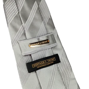 Donald J Trump Silk Tie Mens Silver-Gray Rep Formal Necktie Satin-Finish 62"Long - Picture 1 of 23