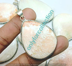 Winter Scolecit Edelstein 925 Sterlingsilber plattiert Birnenform 1 Stck. Anhänger 2 Zoll - Bild 1 von 5