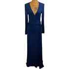 Urban Outfitters EcoutÉ Navy Blue Long Sleeve Maxi Wrap Dress - Nwt