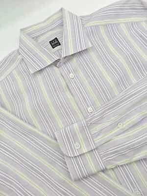 🇺🇲 Camisa de Vestir Ike Behar Para Hombres XL 16.5x37 100% Algodón Rayas Púrpura Foto 1 de 4