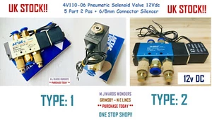 Electroválvula Neumática 4V110-06 12v DC 5 Puertos 2 Pos + Silenciador Conector 6/8mm - Imagen 1 de 14