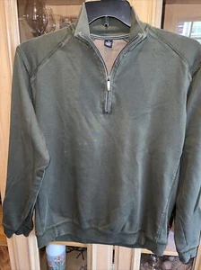 Hathaway large Mens quarter zip Long Sleeve Pullover Tight Knit Cotton dk green - Picture 1 of 7