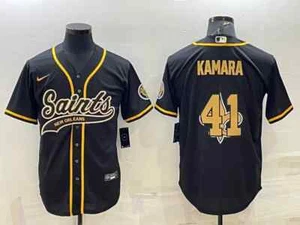 Camiseta de béisbol cosida negra "logotipo del equipo" New Orleans Saints Alvin Kamara - Imagen 1 de 2
