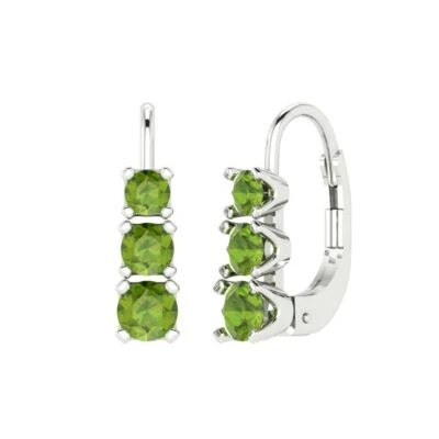 Peridot Stud Earrings for Women, Lever Back (1.06 cttw, 4mm, Round-Cut) - Image 1 of 4