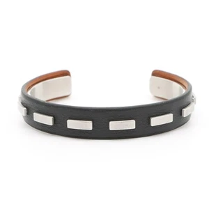 HERMES Combination Bangle Size S Leather/Metal Black/Silver - Picture 1 of 12