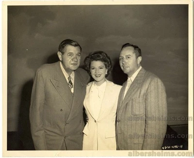 1948 Babe Ruth Actress Claire Trevor & Nurse Frank Dulaney Original TYPE I Photo - Image 1 of 2