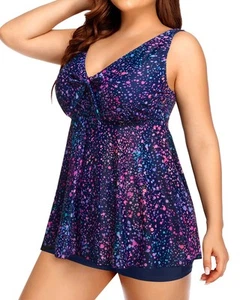 Two Piece Plus Size Tankini Swimsuits for Women Flowy Bathing Suits with Shor... - Picture 1 of 6