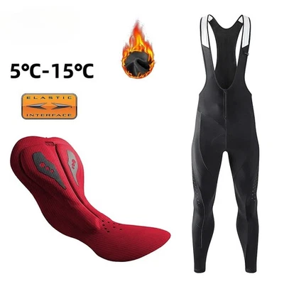 Pantalones con tirantes de ciclismo invierno polar transpirables para bicicleta almohadilla de interfaz elástica Foto 1 de 4