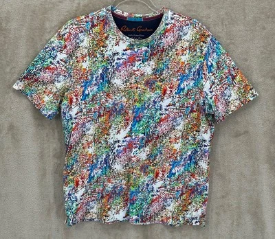 Robert Graham Shirt Men Medium Multicolor Rainbow Pixel Art Graphic Crewneck Tee - Image 1 of 4