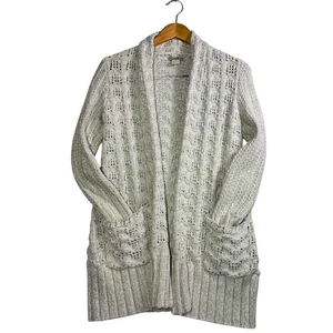LUCKY BRAND Cardigan Pullover vorne offen elfenbeinfarben gehäkelt Bohemian Boho Damen Small - Bild 1 von 5