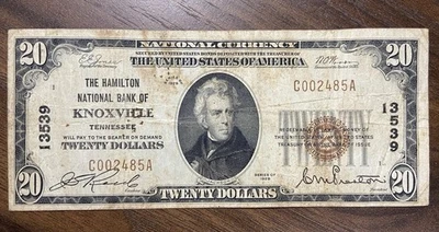 1929__ $20__Hamilton National Bank Of KNOXVILLE, TN__ Billete, Billete, Dólares Foto 1 de 2