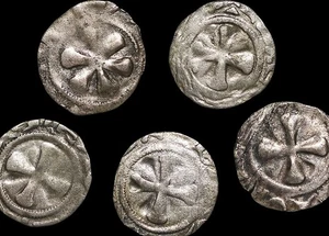 Set of 2 Med-Fran-Puy Denier Coins from Auvergne Bishopric (C. 1100-1300 CE) - Picture 1 of 1