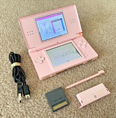 Nintendo DS Lite Pink Console + Game + Charging Cable + Stylus, Great Condition - image 1 of 4