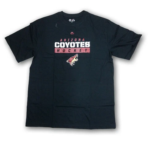 Arizona Coyotes Hockey NHL Men's Majestic Black Short Sleeve T-shirt NWT Cover