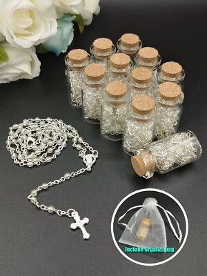 Rosario Favores de Bautizo en Botella de Deseos de Vidrio US 4/12 piezas Recuerdo de Bautizo Foto 1 de 4