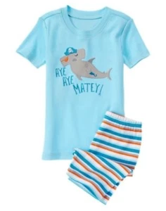 GYMBOREE SLEEPWEAR BLUE w/ PIRATE SHARK 2pc PAJAMAS GYMMIES 12 18 2T 6 NWT - Picture 1 of 1