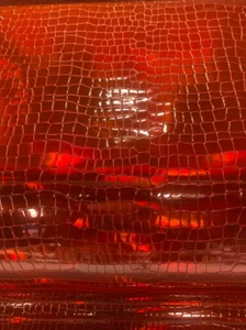 Red Embossed Crocodile Hologram Glossy Fabric Vinyl faux leather - Picture 1 of 2
