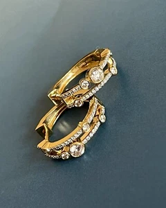 1ct Diamond Earrings Hoops 18ct Yellow Gold Bubble Hoop 1ct Cervin Blanc - Picture 1 of 12