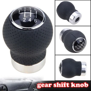 Universal Manual Leather 6 Speed Car Gear Shift Knob Shifter Lever Stick Thread - Picture 1 of 7