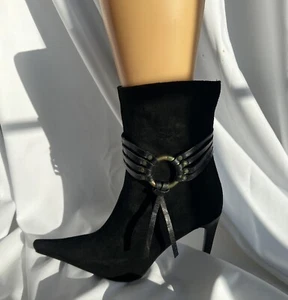 Vtg Charles David Y2K Suede Leather Bootie 8 Steampunk Witchy Whimsigoth Spain - Picture 1 of 24