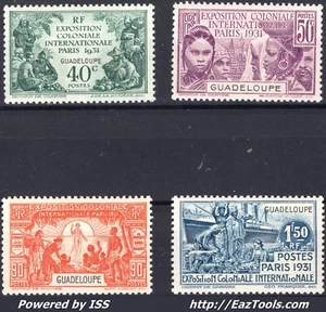 GUADELOUPE SERIE EXPO COLONIALE N° 123/126 NEUF * AVEC CHARNIERE - Picture 1 of 2