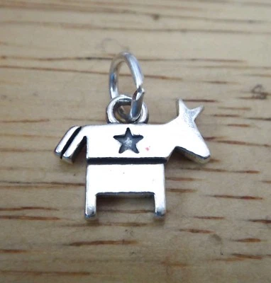 Sterling Silver 13x12mm Democrat Donkey Star Vote Charm - Image 1 of 2
