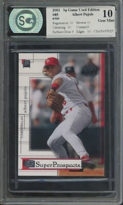 2001 SP Game Used Albert Pujols Rookie /500 #85 RC St. Louis Cardinals CSA 10 - Image 1 of 2