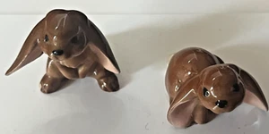 2 conejos miniatura Hagen Renaker orejas lazo de colección - Imagen 1 de 5