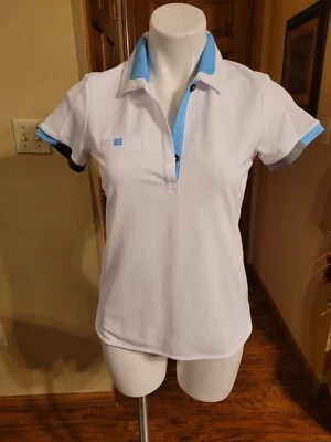 EP Pro Tour Tech Women's Whote/Blue Golf Polo Shirt Size S   - Image 1 of 2